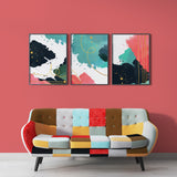 Abstract Watercolor Art With Splashes (3 Panel) Abstract Wall Art