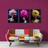 Woman With Flowers (3 Panel) Wall Art