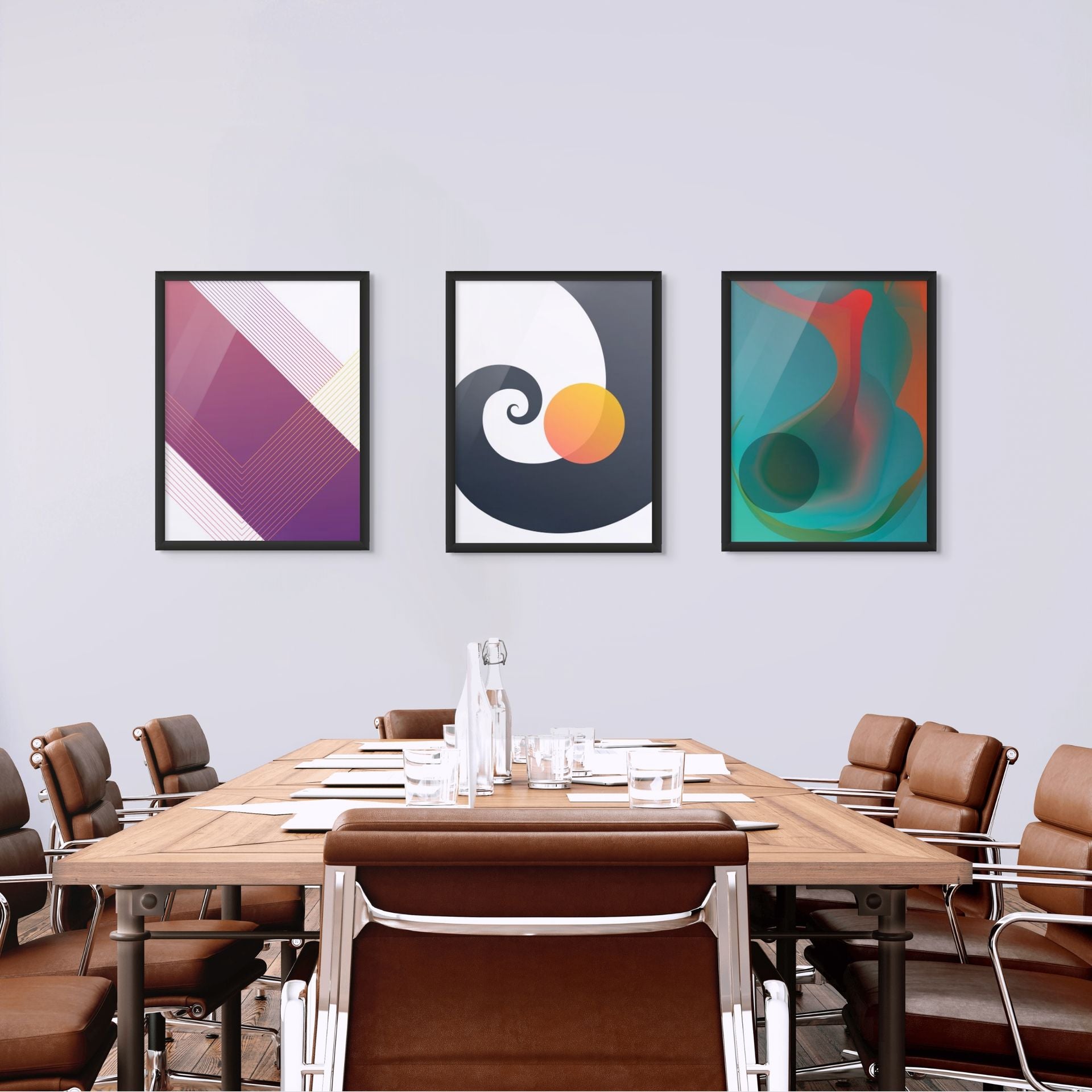 Naive abstract art (3 Panel) Abstract Wall Art