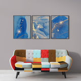 Navy blue and gold marble (3 Panel) Abstract Wall Art