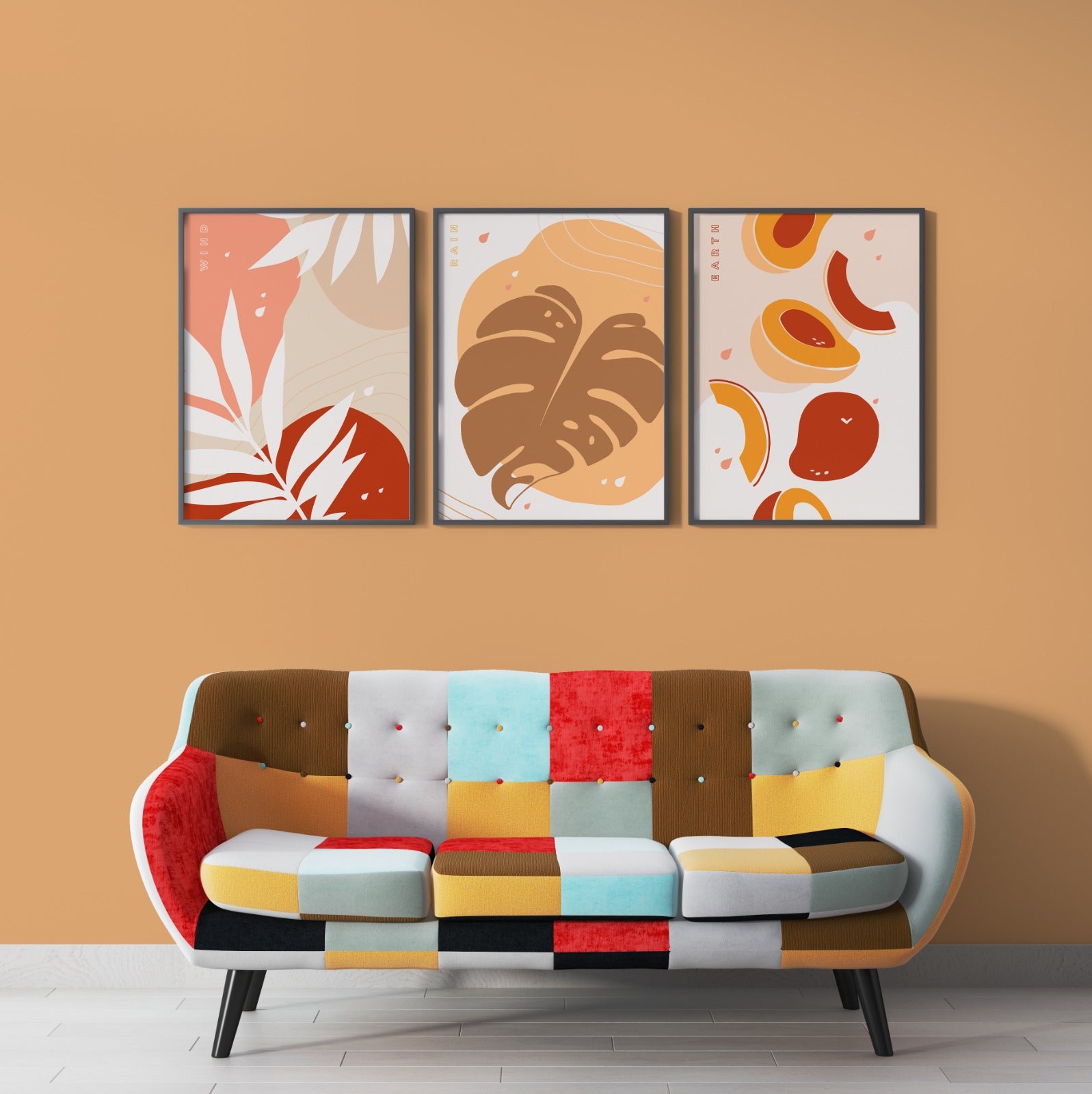 Abstract hand drawn shapes covers (3 Panel) Abstract Wall Art