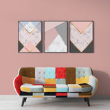 Modern Geometric Pink Grey (3 Panel) Abstract Wall Art