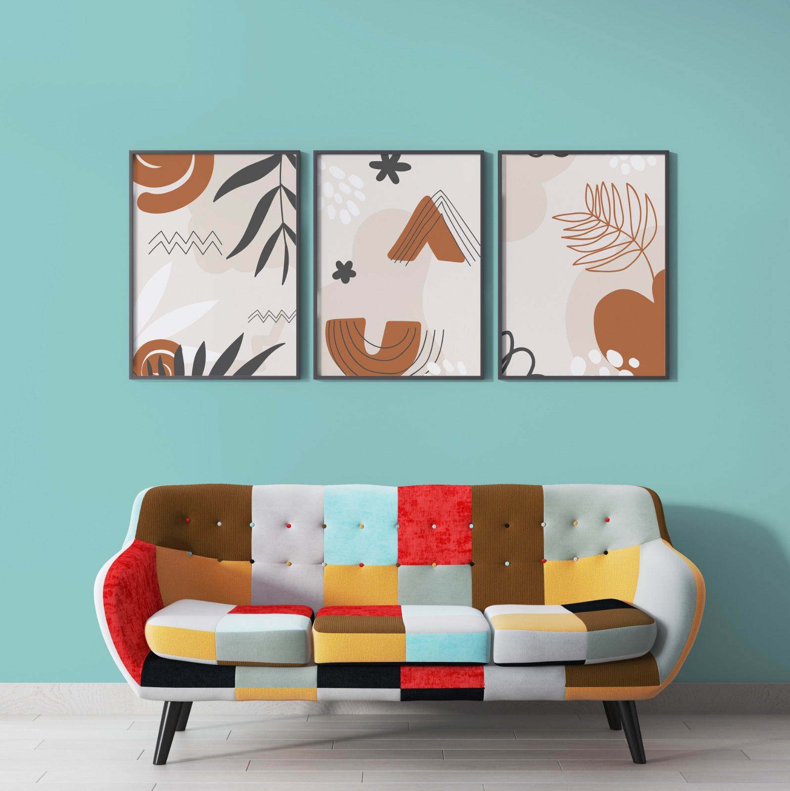 Modern botanical wall art (3 Panel) Abstract Wall Art