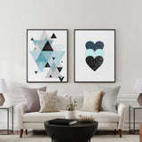 Love in Blue Art - Minimalist (2 Panel) Abstract Wall Art