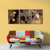 Black and gold marble abstract textures (3 Panel) Abstract Wall Art