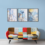 Light blue and gold marble abstract (3 Panel) Abstract Wall Art