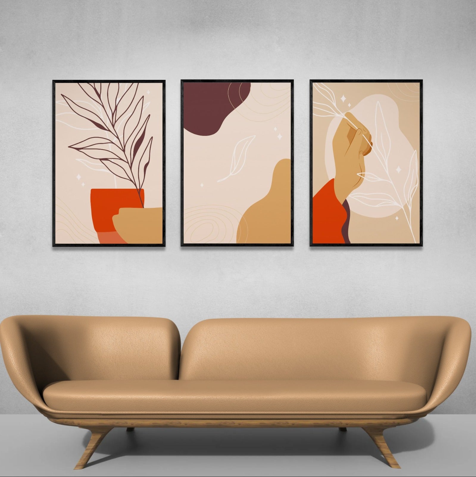 minimal Boho Abstract Art (3 Panel) Abstract Wall Art