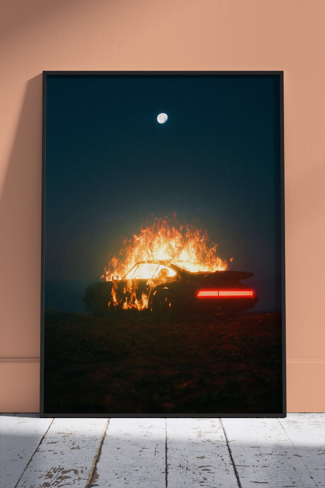 Porsche Car On Fire | Poster Wall Art