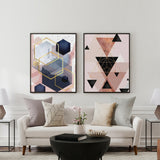 Abstract Geometric Minimalist (2 Panel) Abstract Wall Art