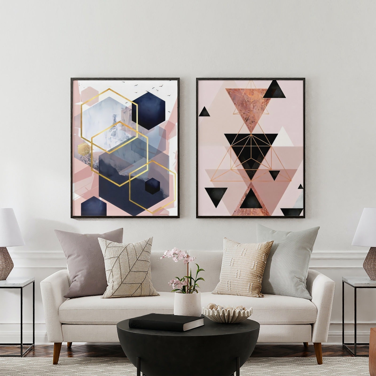 Abstract Geometric Minimalist (2 Panel) Abstract Wall Art
