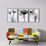Abstract Painting Black And White Flower (3 Panel) Abstract Wall Art