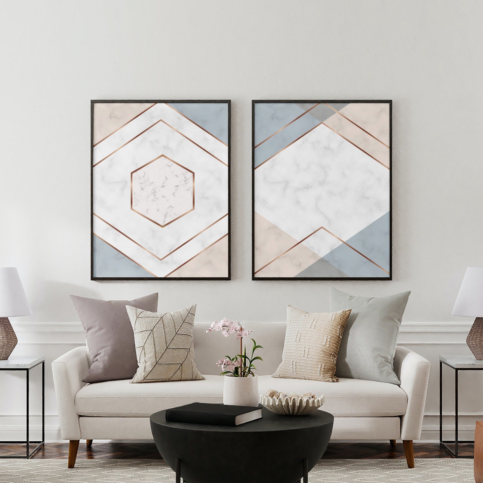 Modern Abstract Geometric (2 Panel) Abstract Wall Art