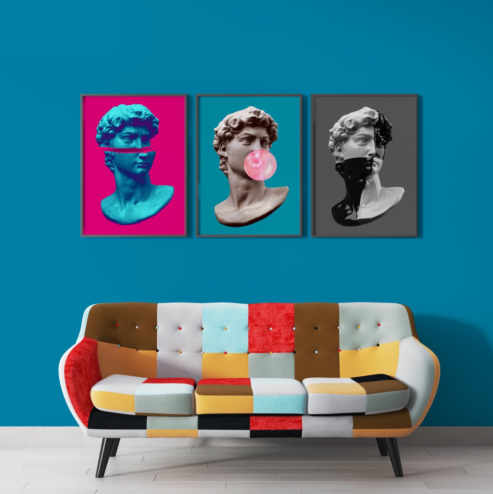 David Michelangelo Aesthetic sculpture (3 Panel) Abstract Wall Art