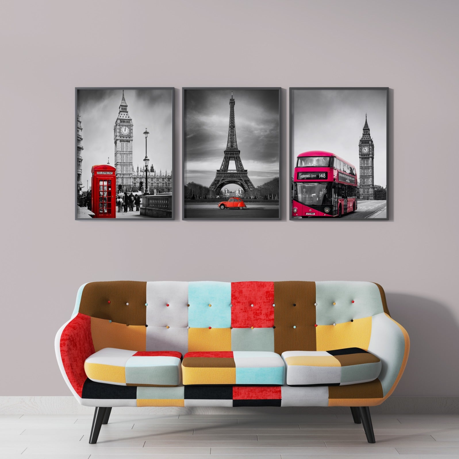 Paris Red and White Landscape (3 Panel) Wall Art