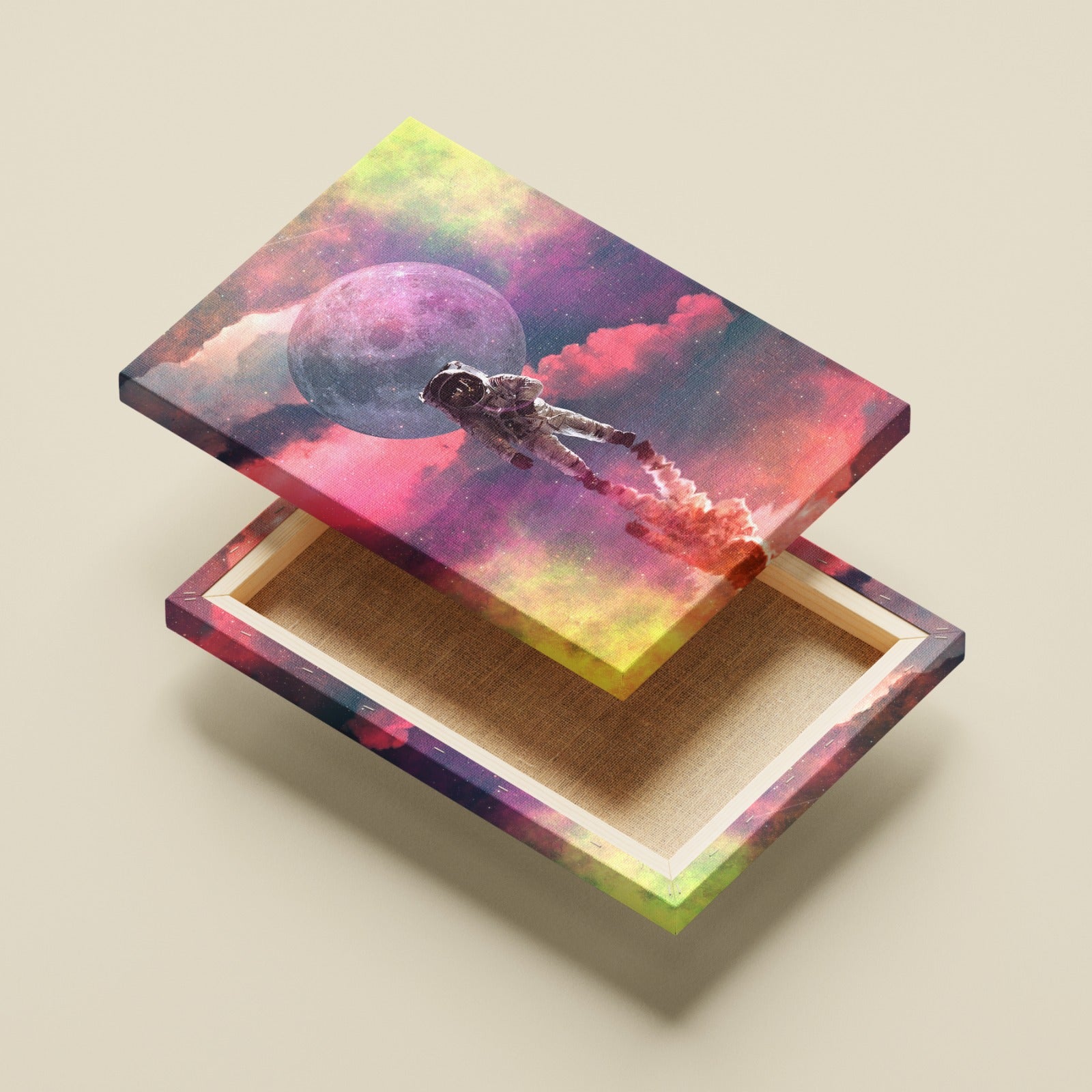 Astronaut and moon water reflection