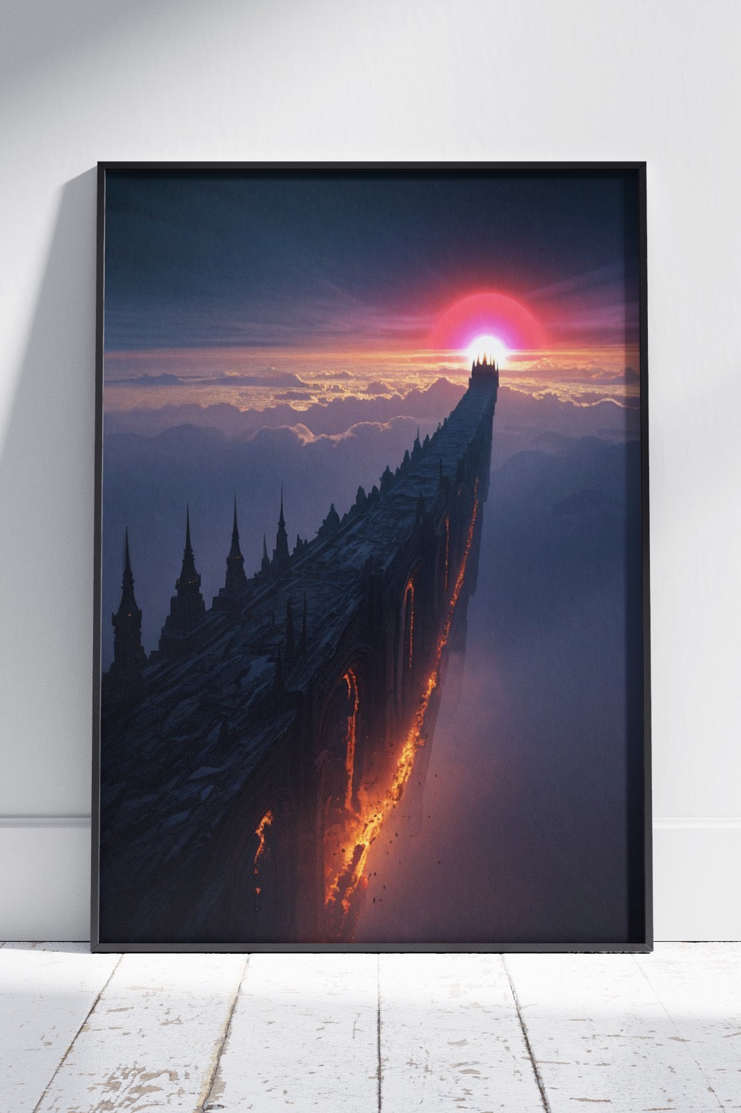 A bridge that is lit up above sky | Ai Artworks Poster Wall Art