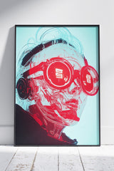 Abstract Portrait with Geometric Glitch | Ai Artworks Poster Wall Art