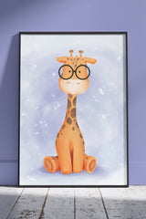 Adorable Giraffe Wearing Glasses | Kids Poster Wall Art