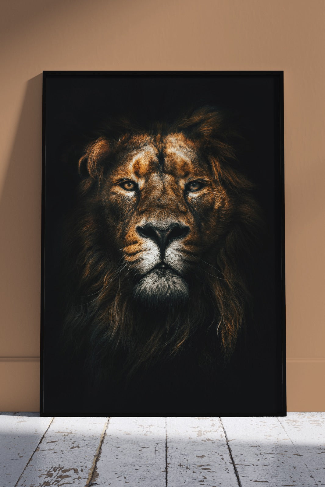 Aggressive Lion king with golden Touch | Black & Gold Poster Wall Art