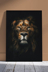 Aggressive Lion king with golden Touch | Black & Gold Poster Wall Art