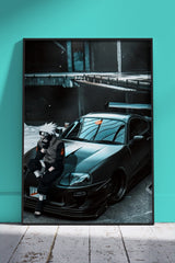 Anime X Toyota supra mk4 | Cars Poster Wall Art
