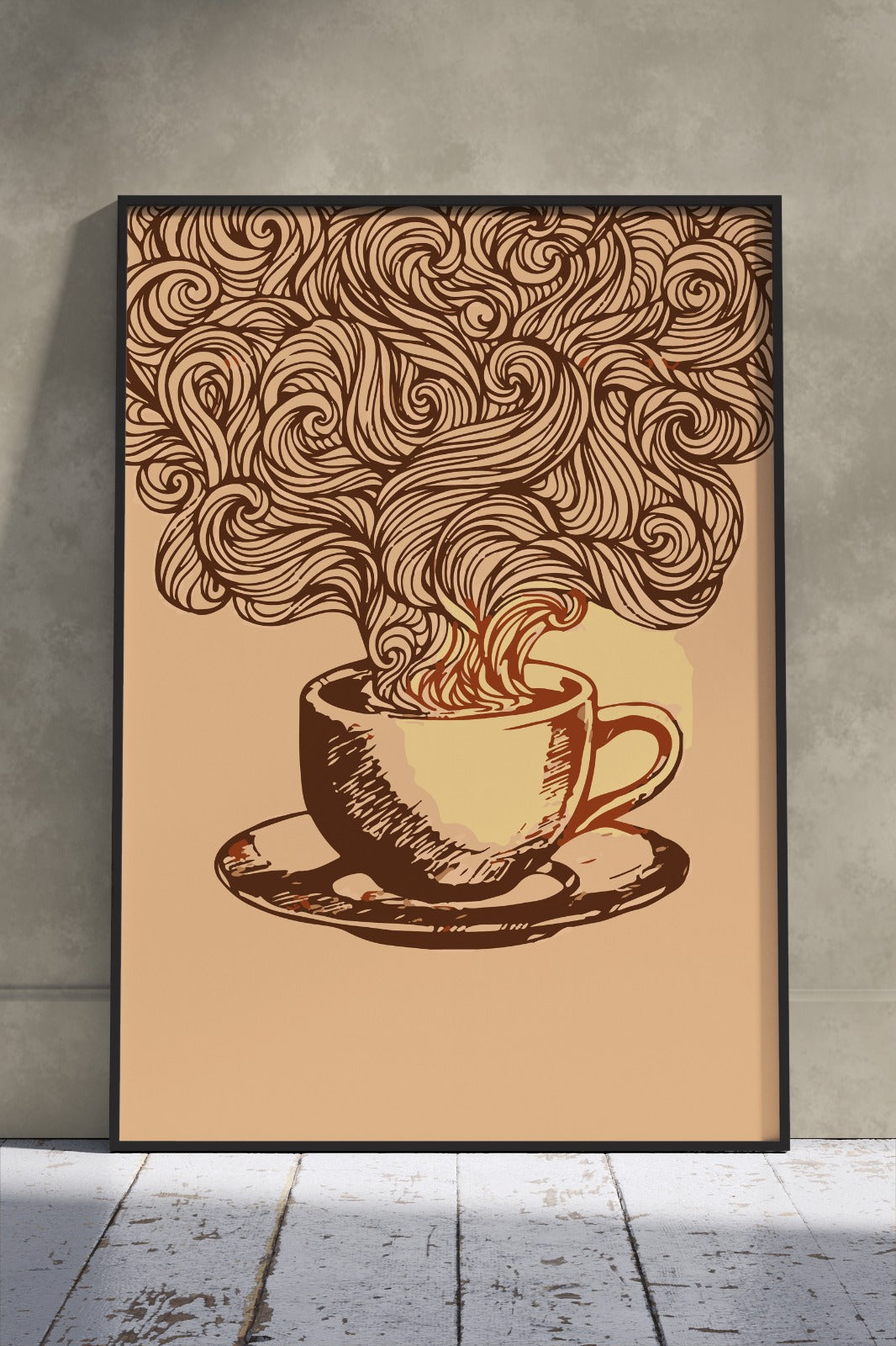 Aromatic Ambiance Whimsical Coffee Cup | Kitchen Poster Wall Art