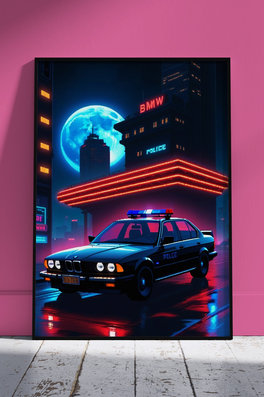 BMW M3 E30 Neon City | Cars Poster Wall Art