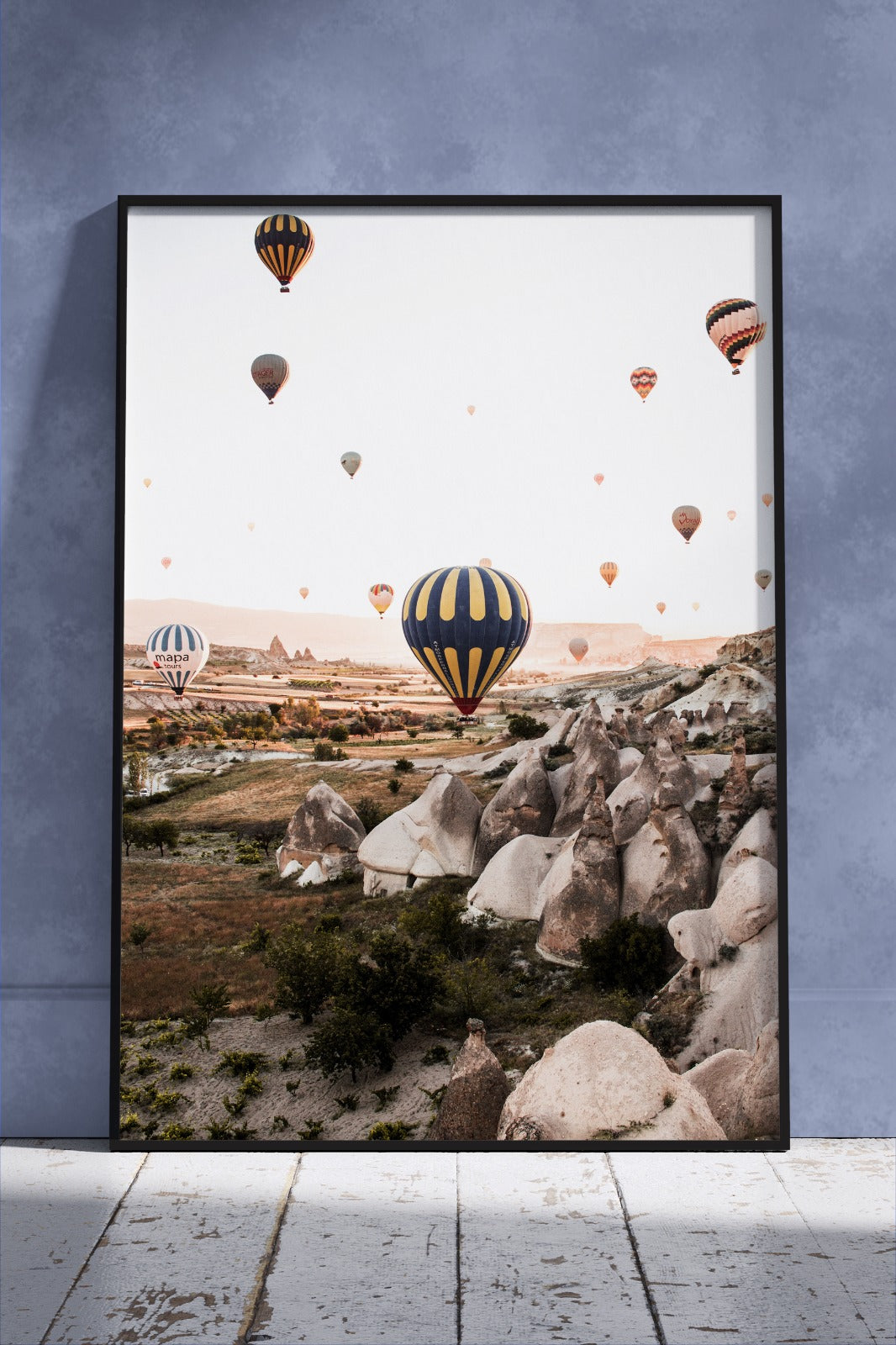 Balloons Flying Over the Canyons | Scenery Poster Wall Art