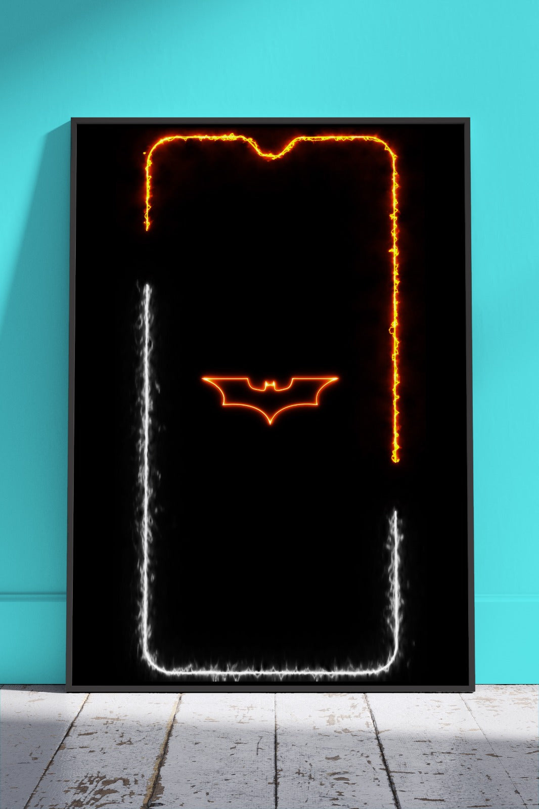 Batman logo on neon | Poster Wall Art