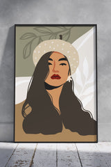 Beautiful Portrait of Woman in Burnet | Girlish Poster Wall Art