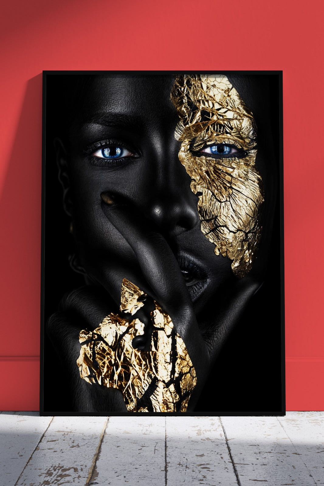 Black-Gold Woman Face With Golden Foil | Black & Gold Poster Wall Art