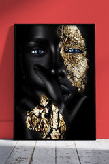 Black-Gold Woman Face With Golden Foil | Black & Gold Poster Wall Art