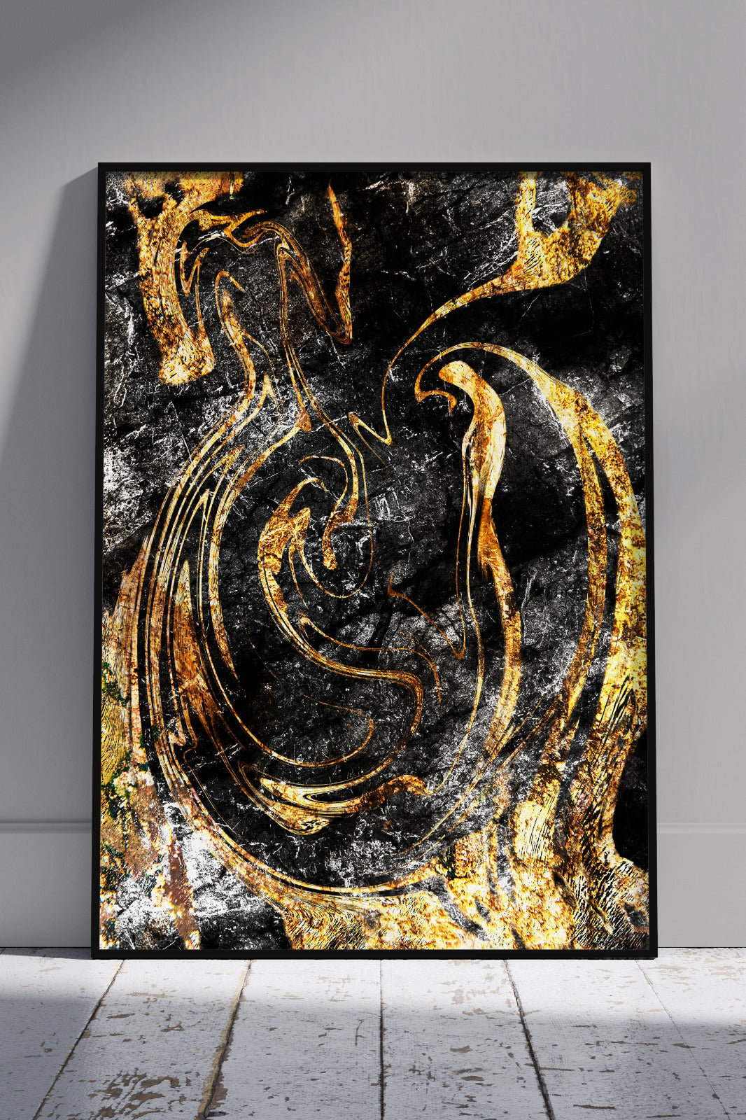 Black & Gold Abstract | Black & Gold Poster Wall Art