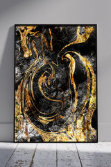 Black & Gold Abstract | Black & Gold Poster Wall Art