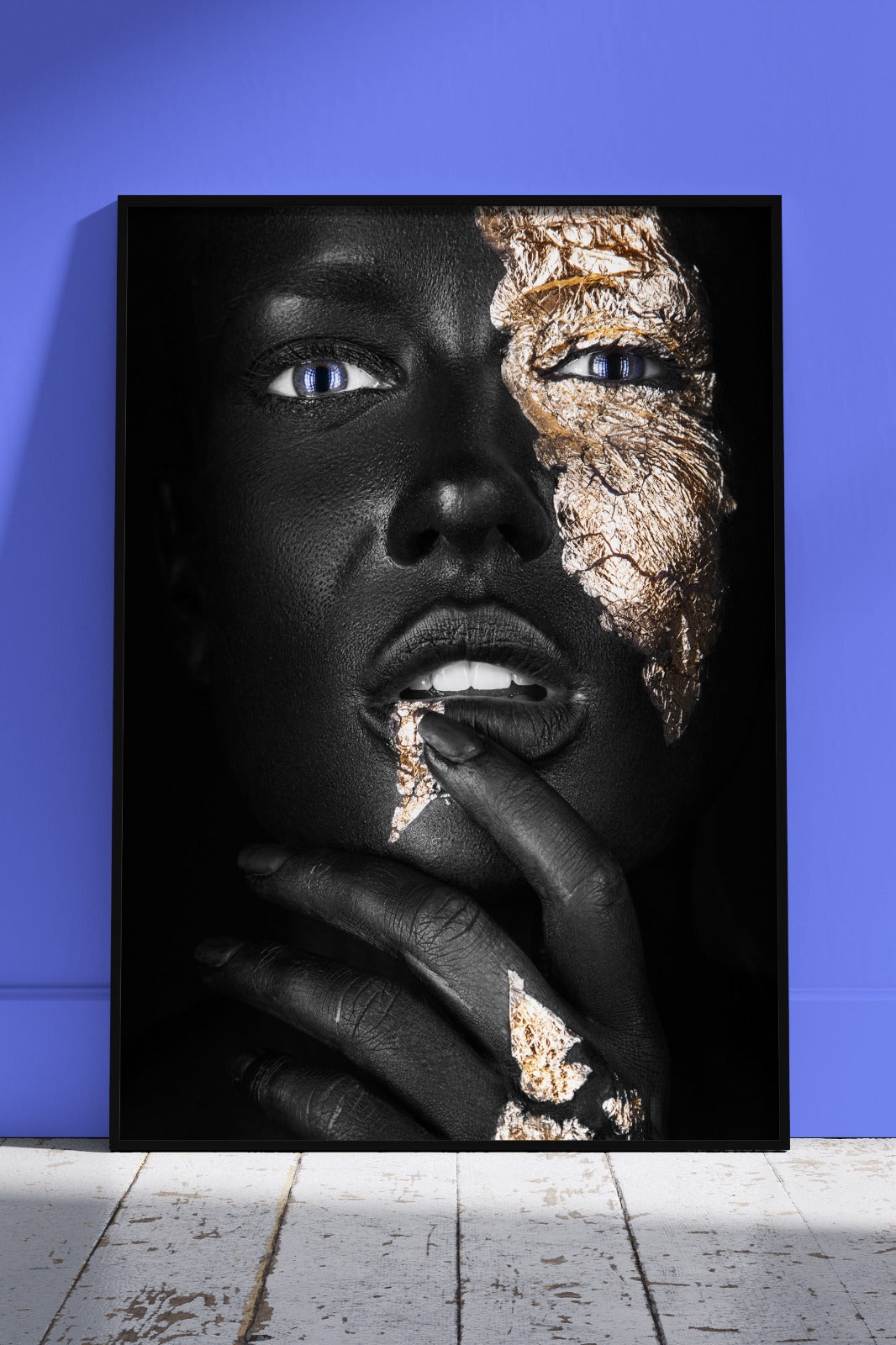 Black and Gold African Art Foil On Face | Black & Gold Poster Wall Art