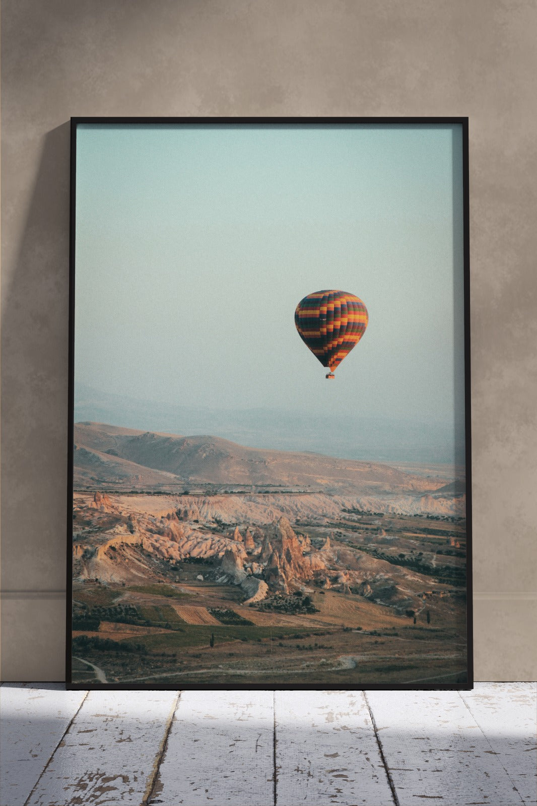 Black and Yellow Hot Air Balloon | Scenery Poster Wall Art