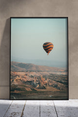 Black and Yellow Hot Air Balloon | Scenery Poster Wall Art