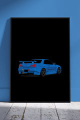 Blue Nissan Skyline R34 | Cars Poster Wall Art