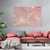 Light pink and gold marble abstract 009 (2 Panel) Abstract Wall Art