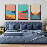 Mountain Digital Illustration (3 Panel) Abstract Wall Art