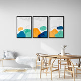 Watercolor Stains With Lines (3 Panel) Abstract Wall Art