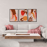Abstract Orange & White Boho Art Collection (3 Panel) Abstract Wall Art