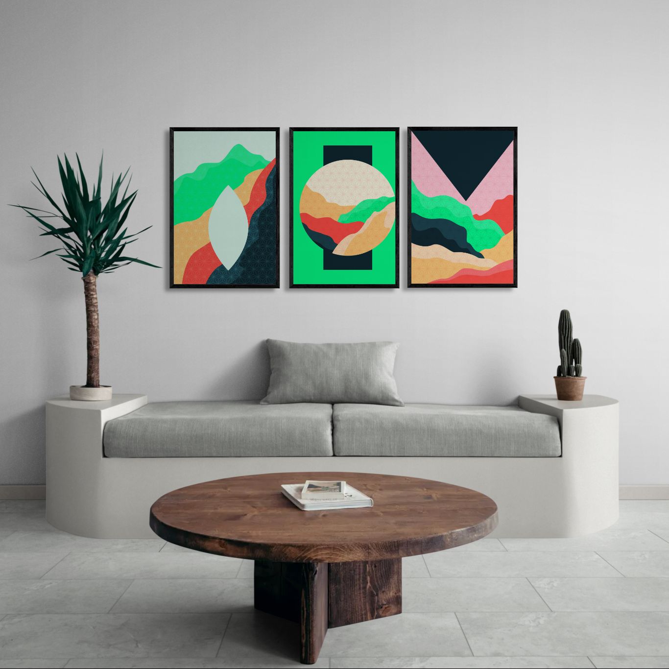 Geometric Mountain (3 Panel) Abstract Wall Art