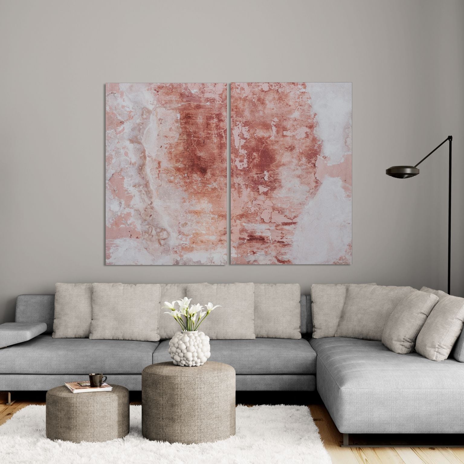 Rose Pink clay (2 Panel) Abstract Wall Art