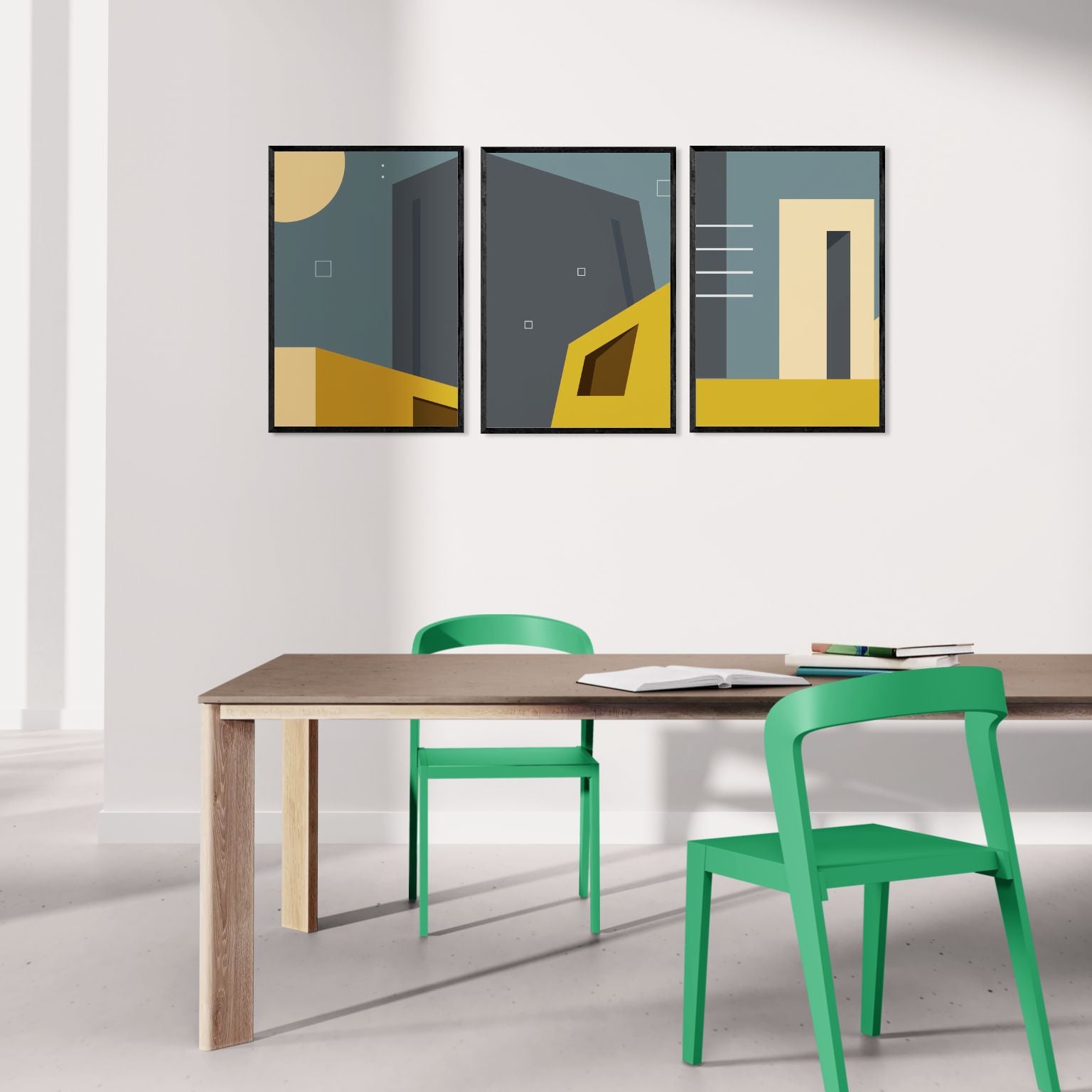 Minimalist Architecture geometric abstract (3 Panel) Abstract Wall Art