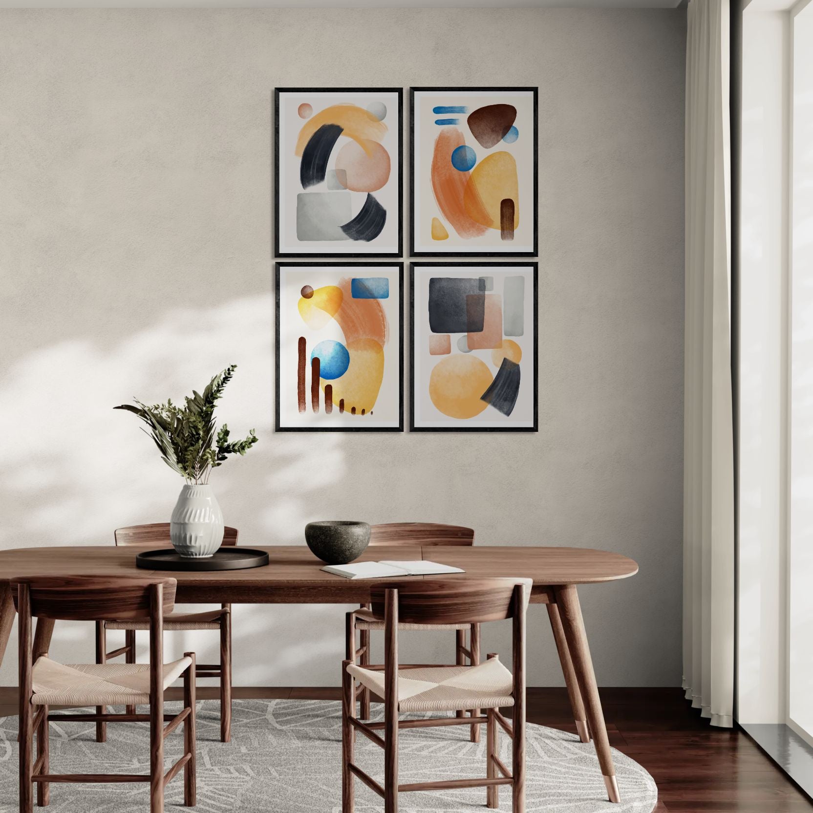 Spring Palette - Parallel Realms (4 Panel) Abstract Wall Art
