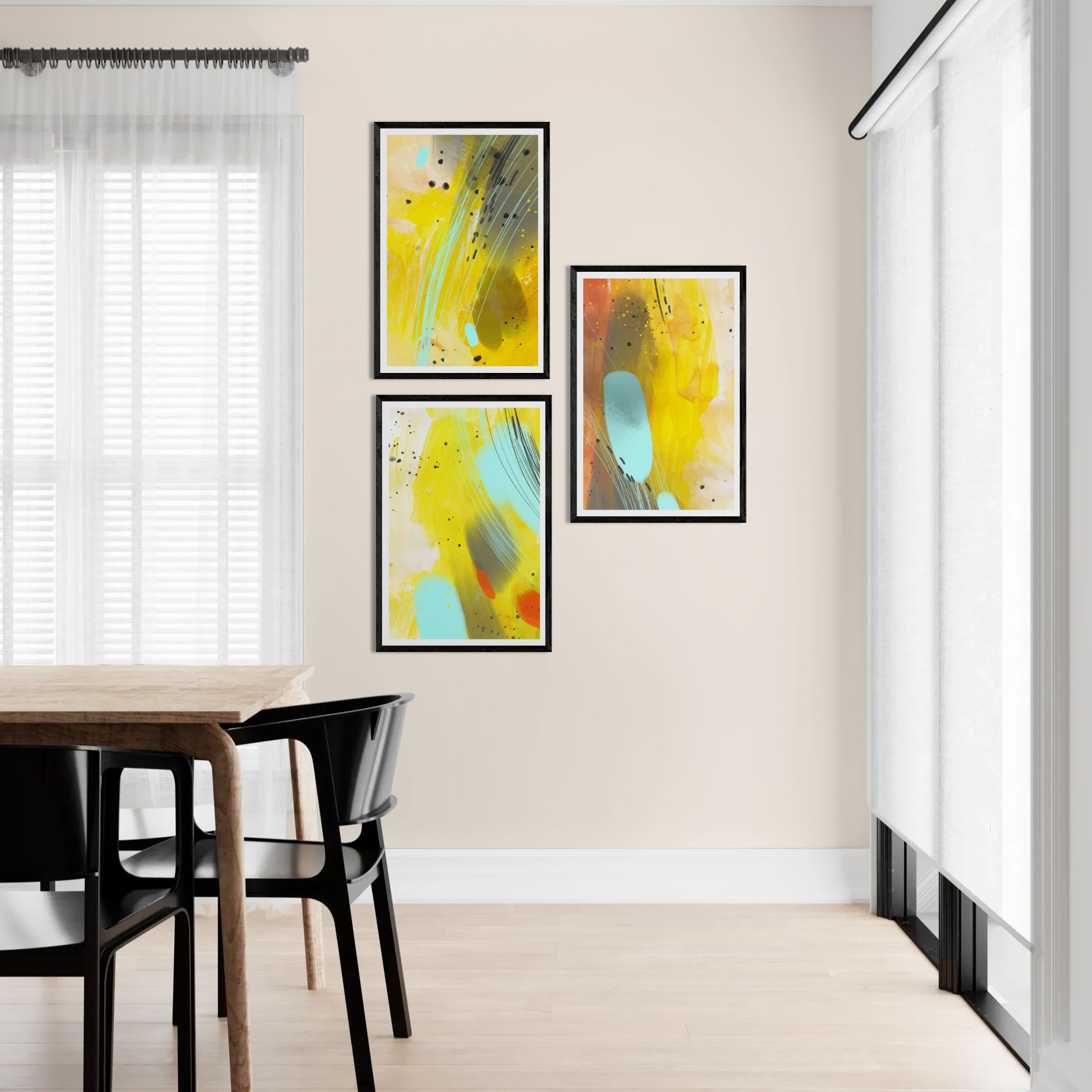 Vector Golden Abstract (3 Panel) Abstract Wall Art