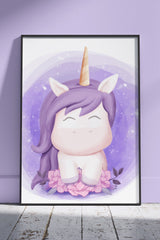 Cute Baby Purple Unicorn | Kids Poster Wall Art