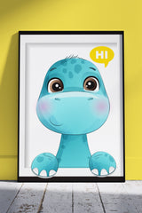 Cute Dinosaur Blue Baby | Kids Poster Wall Art
