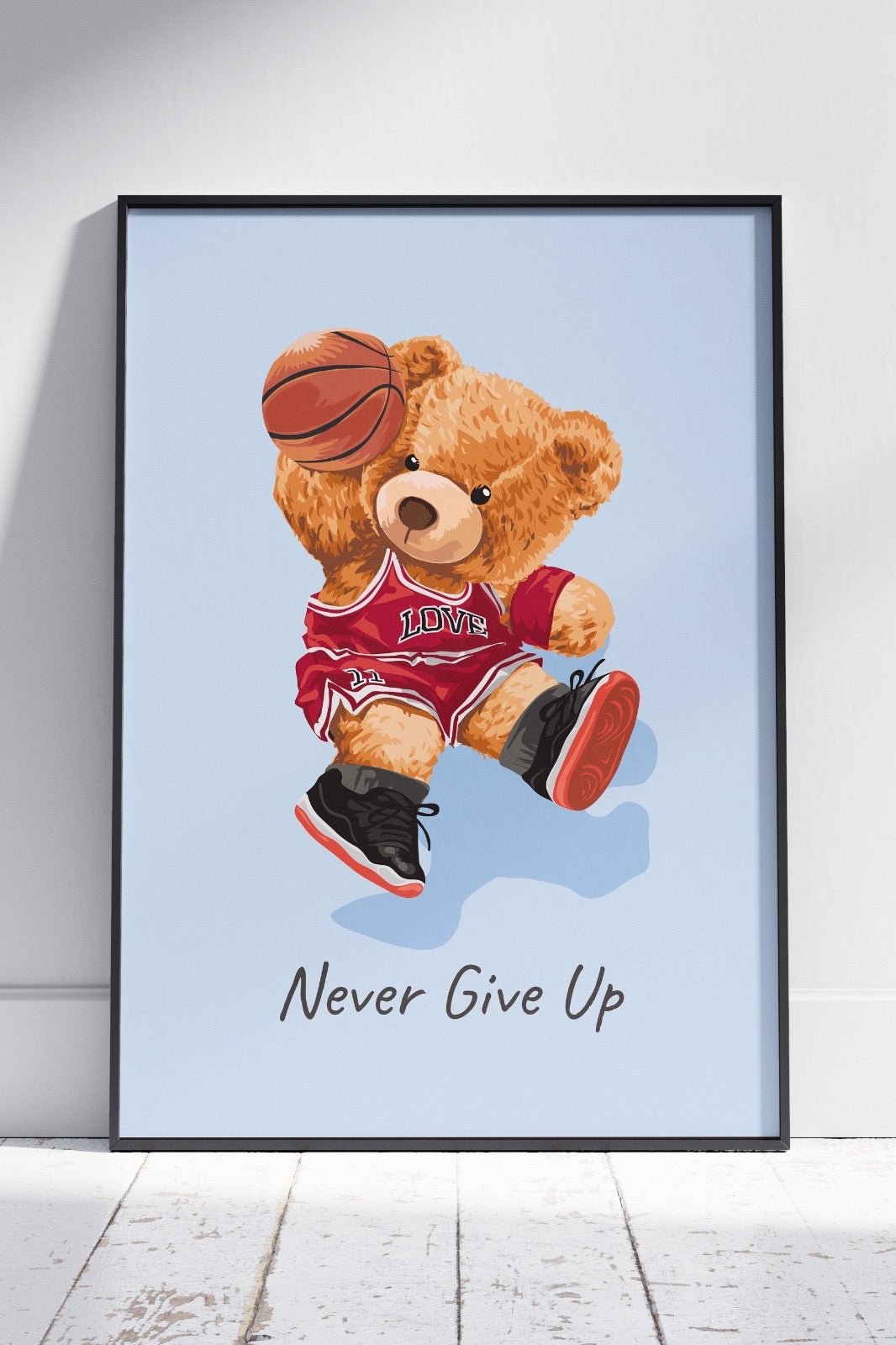 Cute Teddy Bear Playing Basketball Poster | Animal Poster Wall Art